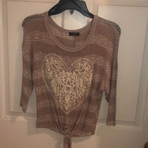 Dusty Rose & Tan Blouse